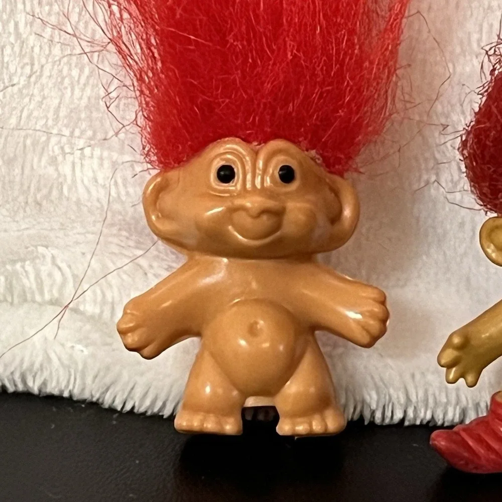Vintage Troll Doll Pencil Toppers Red Hair RUSS Christmas Elf & Tiny Treasure